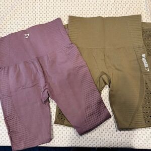 Gymshark Purple and Olive Mesh Style Leggings.